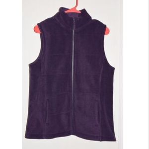 Lands End Women's Fleece Vest Purple Zip Up